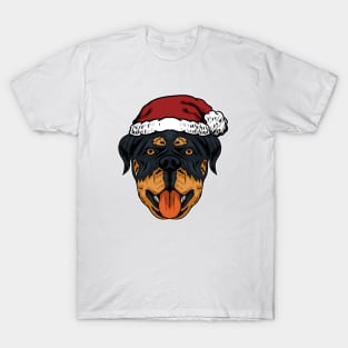 dog Rottweiler dog santa Christmas T-Shirt